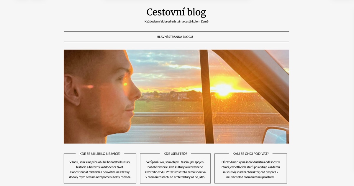 Náhled cestovatelského blogu
